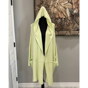 Free People Open Cardigan Womens XS/S Yellow Hooded Dolman Sleeve Pockets